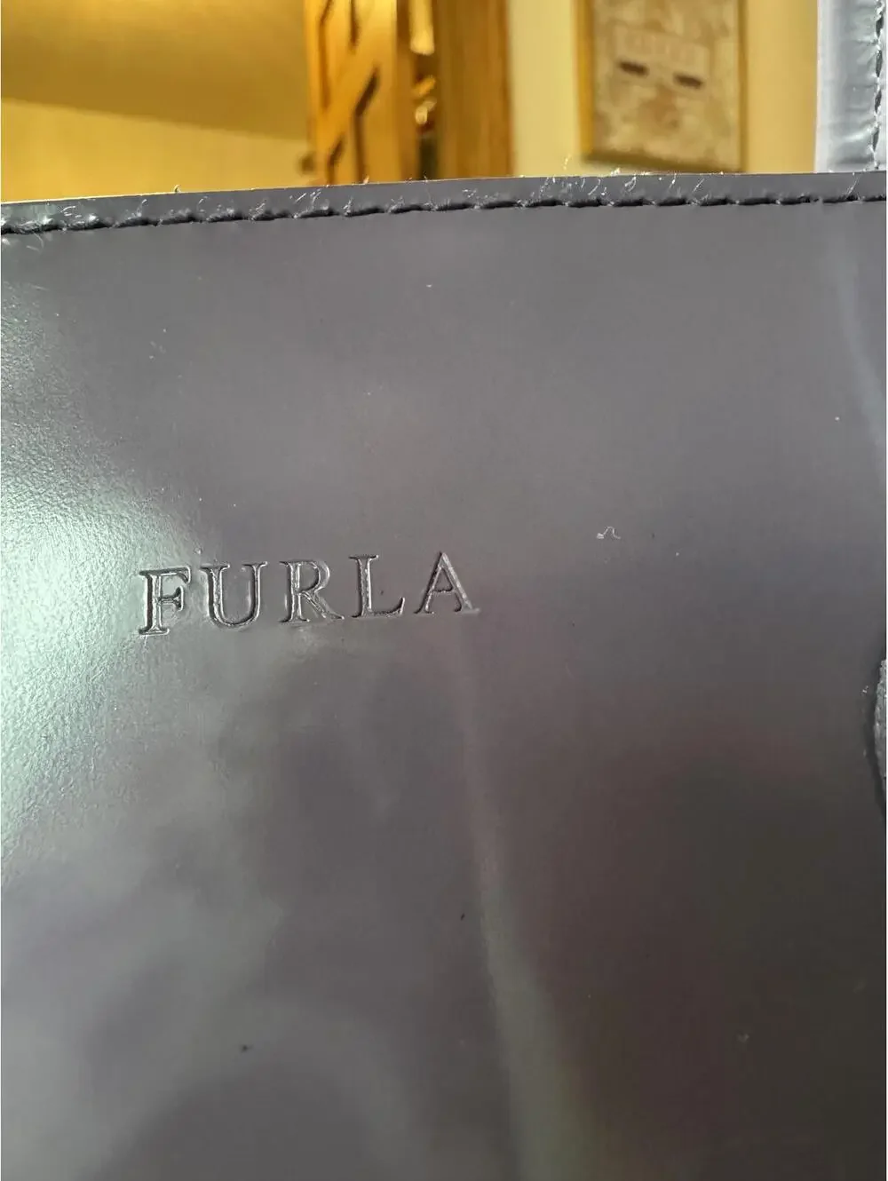 Furla Purple Leather Structured Tote Satchel Bag - Picture 7 of 7